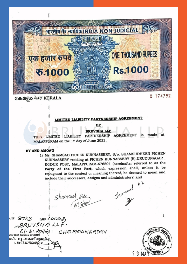 LLP Partnership Agreement bruvsha kerala LLP